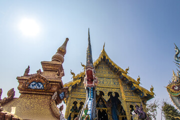 Chiang Rai Province,Northern Thailand on January 19,2020:Beautiful naga at the main hall’s...