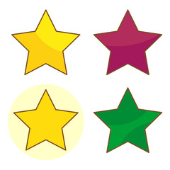Button with colorful stars. Ui design. Vector illustration. stock image.