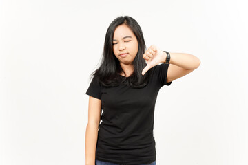 Showing thumbs down of Beautiful Asian Woman Isolated On White Background