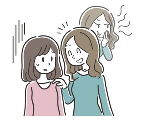 もやもやする女友達（フレネミー）のイラスト