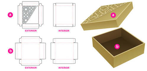 Arabic pattern packaging box die cut and 3D mockup