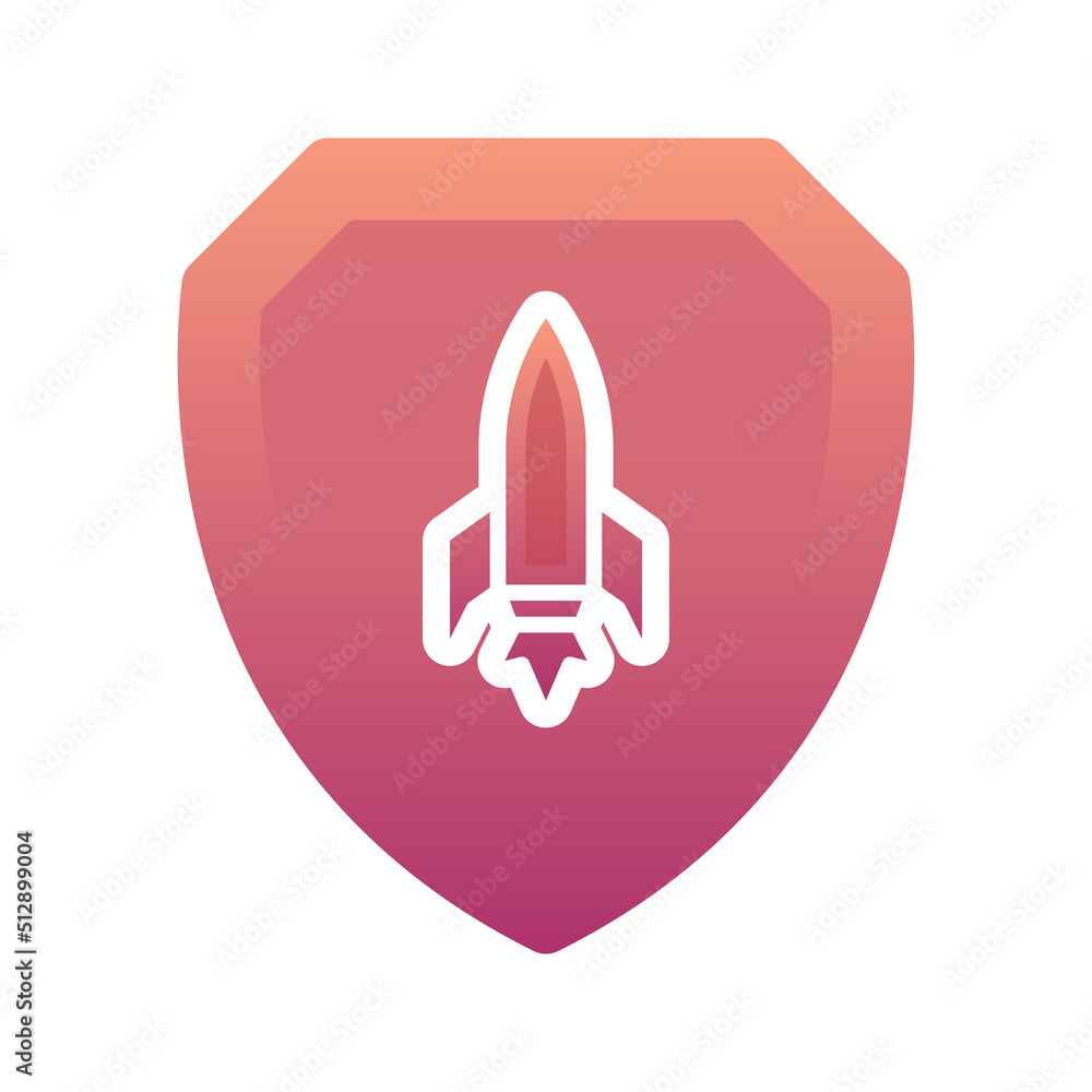 Poster rocket shield logo gradient design template icon element