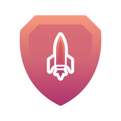 rocket shield logo gradient design template icon element