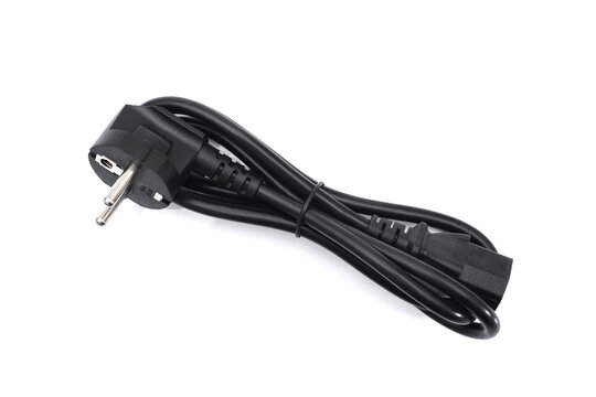 black replacement AC power cord isolated on white background