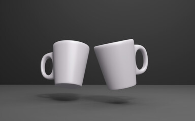 Mug on black background mock up 3d rendering