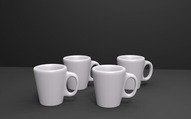 Mug on black background mock up 3d rendering