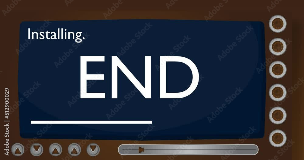 Poster installing end. text screen on old tv.