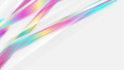 Holographic glossy stripes geometric abstract tech background