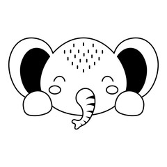 Cute elephant head in Scandinavian style. Animal face for kids t-shirts, wear, nursery decoration, greeting cards, invitations, poster, house interior. Vector stock illustration