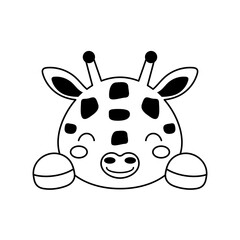 Cute giraffe head in Scandinavian style. Animal face for kids t-shirts, wear, nursery decoration, greeting cards, invitations, poster, house interior. Vector stock illustration