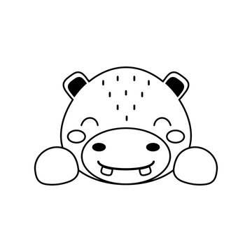 recommend clip art: Cute hippo head in Scandinavian style. Animal face for kids t-shirts, wear, nursery decoration, greeting cards, invitations, poster, house interior. Vector stock illustration