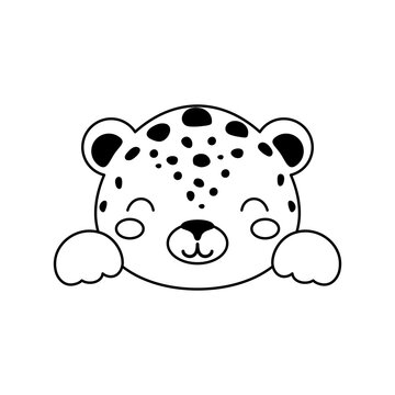 Cute cheetah head in Scandinavian style. Animal face for kids t-shirts, wear, nursery decoration, greeting cards, invitations, poster, house interior. Vector stock illustration