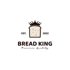 king bread logo design vintage style, bread combine with crown logo icon