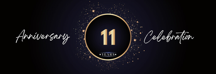 11th years anniversary celebration for brochure, banner, happy birthday, wedding, greetings, ceremony, graduation, invitation card. 11 Year Anniversary Template Design Vector.