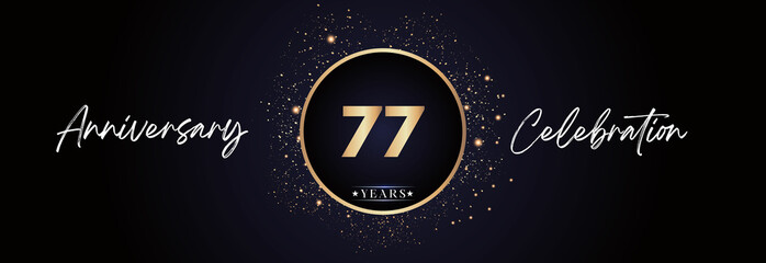77th years anniversary celebration for brochure, banner, happy birthday, wedding, greetings, ceremony, graduation, invitation card. 77 Year Anniversary Template Design Vector.