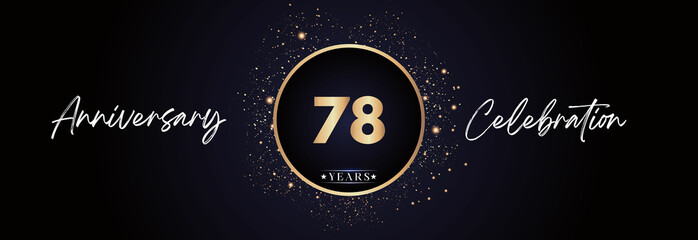 Naklejka premium 78th years anniversary celebration for brochure, banner, happy birthday, wedding, greetings, ceremony, graduation, invitation card. 78 Year Anniversary Template Design Vector.