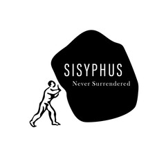 Sisyphus Never Surrendered image is ideal as a logo element and as a motivational quote - 512901674