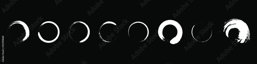 Poster set of grunge circle brush strokes. white round frames. elements for design. vector illustration iso