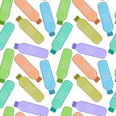 Coloured seamless plastic bottle pattern for packaging and fabrics and kids and kitchen and sports and notebooks