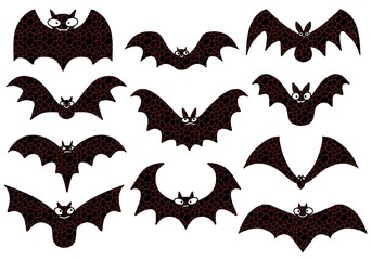 Naklejka premium Set with Halloween bats for stickers and cards and gifts and fabrics and hobbies and wrapping paper