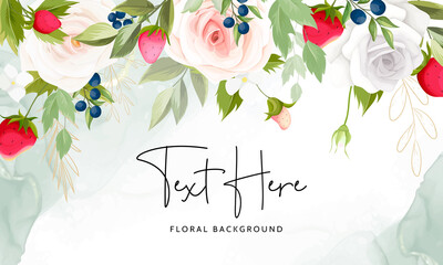 beautiful hand drawing flower and fruit background design
