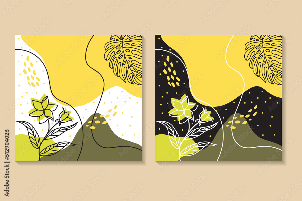 Aufkleber abstract square vector design templates with floral and geometric elements. suitable for social medi
