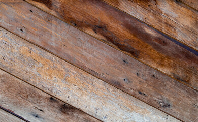 Old wooden planks surface, arranged obliquely.