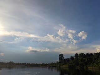 Daytime view of lake and swamp, Kalimantan forest