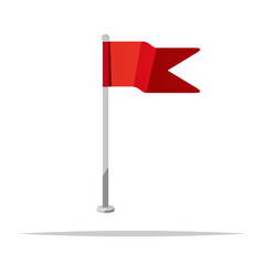 Red pennant flag with pole vector isolated illustration
