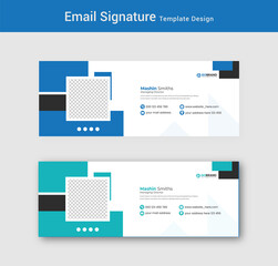 Fototapeta premium Email signature template design 2 color set. Corporate mail business email signature vector banner template