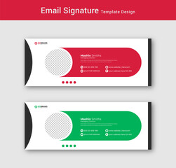 Email signature template design 2 color set. Corporate mail business email signature vector banner template