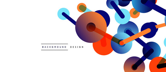 Line points connections geometric abstract background. Circles connected by lines. Trendy techno business template for wallpaper, banner, background or landing