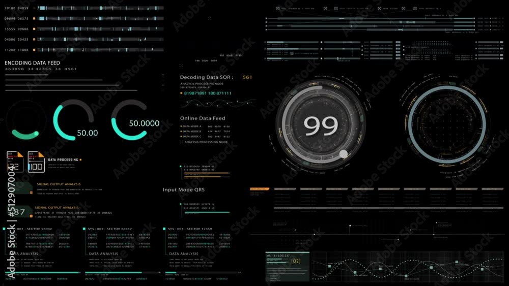 Leinwandbilder Futuristic hi-tech user interface head up display elements with digital data information display for background computer desktop screen