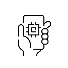 Smartphone CPU. Pixel perfect, editable stroke line icon