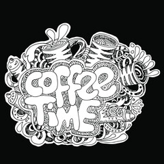 Coffee time, hand drawn illustration of a ornament