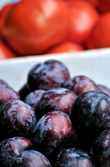 plums on a table