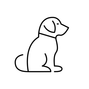 Dog silhouette. Puppy label. Pixel perfect, editable stroke line icon