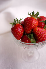 strawberries in a glass bowl