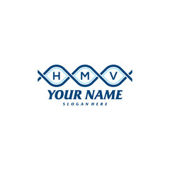 Letter HMV with dna Logo Design Template. Initial HMV logo concept vector. Emblem, Creative Symbol, Icon
