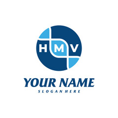 Letter HMV with dna Logo Design Template. Initial HMV logo concept vector. Emblem, Creative Symbol, Icon