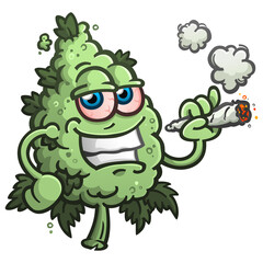 Marijuana bud vector cartoon character illustration smoking a reefer joint - 512908280