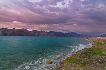 Beautiful Pangong Lake situated in high Himalayan region of Ladakh, India