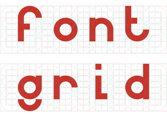 Editable font text concept with grid template + tutorial.