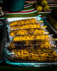 grilled corn on fire
