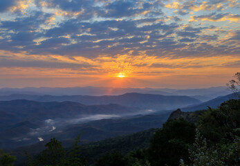 Beautiful landscape in the morning at Doi Samer Dao,Sri Nan National Park,Na Noi,Nan province,Northern Thailand.(selective focus)