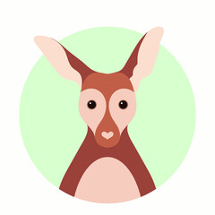 Kangaroo Facing Front View Logo Icon Australian Animal Flat Vector Cartoon Illustration