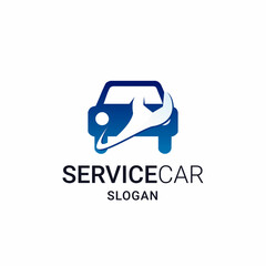 Vehicle, Car and Wrench Logo Gradient