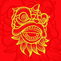 Dragon Lion barongsai china vector illustration gong xi fa cai new year