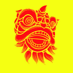 Dragon Lion barongsai china vector illustration gong xi fa cai new year