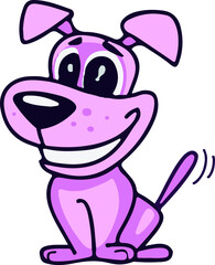 Cartoon style pink cute dog. Colorful illustrations for all kinds of designs. isolated on a white background